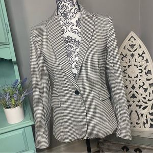 Dalia Plaid Blazer Size Small NWT Black White Office Chic Preppy